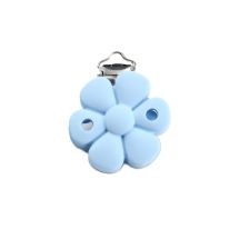 Tuttiklipsi silikoni kukka vaaleansininen /304 teräs 40mm halkaisija, pituus 52 mm