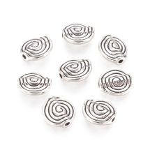 Metallihelmi antiikkihopeanvärinen litteä spiraalikuvioitu pastillihelmi 11,5x11,5 mm 10 kpl