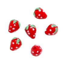 Lamppuhelmi mansikka punavalkoinen n. 15x11 mm