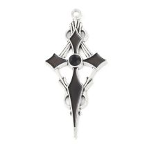 Metalliriipus emali koristeellinen miekkaristi mustanruskea / platina 47x21,5 mm