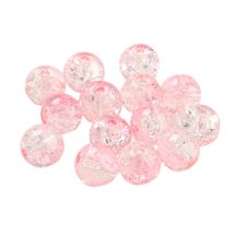 Pyöreä lasihelmi jääkukka 8 mm light pink 10 kpl