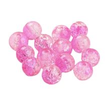 Pyöreä lasihelmi jääkukka 8 mm pink 10 kpl