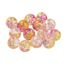 Pyöreä lasihelmi jääkukka 8 mm pink citrus 10 kpl
