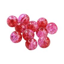 Pyöreä lasihelmi jääkukka 8 mm pink strawberry 10 kpl