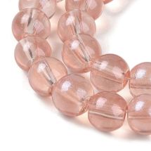 Pyöreähkö lasihelmi läpikuultava hohdepintaväri n. 8 mm tumma persikka 25 kpl