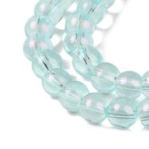 Pyöreähkö lasihelmi läpikuultava hohdepintaväri n. 6 mm vaalea aqua 25 kpl