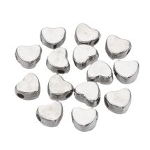 Synteettinen helmi sileä vaakasydän platinanvärinen n. 6x7mm 20 kpl