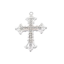 Metalliriipus keskikoinen risti "Madonna" 5,4x4 cm hopeoitu/ kirkkaat strassit 1 kpl