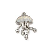 Metalliresiinimaskotti meduusa vaalea / platina / kirkas strassi 19,5x14 mm
