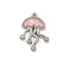 Metalliresiinimaskotti meduusa pink / platina / kirkas strassi 19,5x14 mm