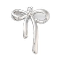 Metallimaskotti rusetti platinanvärinen / kirkas strassi 26x20 mm