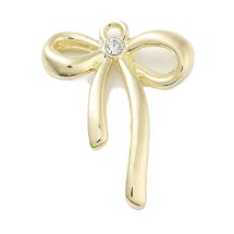 Metallimaskotti rusetti vaalea kullanvärinen / kirkas strassi 26x20 mm