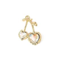 Metallimaskotti sydänkirsikat /crystal ab strassi vaalea kullanvärinen 26x19 mm