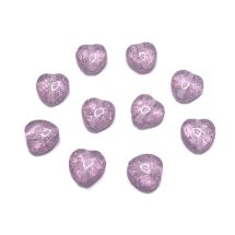 Sydän 8 mm kirkas pintavärjätty jääkukka vaalea ametisti 10 kpl