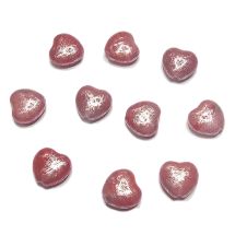Sydän 8 mm opaakki punainen pintavärjätty matta hopealäikkä 10 kpl