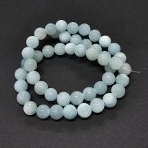 Tukkuerä kivihelmi pyöreä 8 mm keltainen jade puuteri aqua (V) n. 39 cm nauha